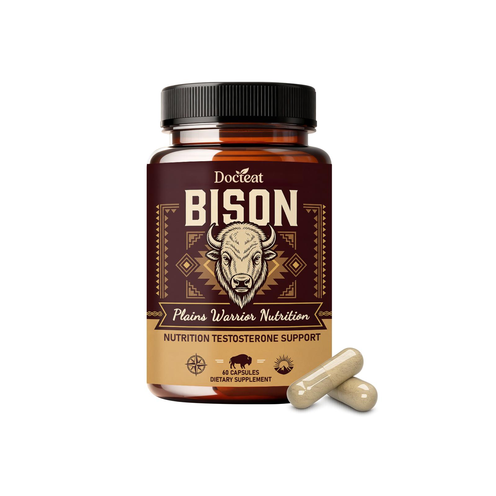 Docteat BISON - Testosteron-Unterstützung & Vitalität für Männer Kapseln (60 zählen) 1pack