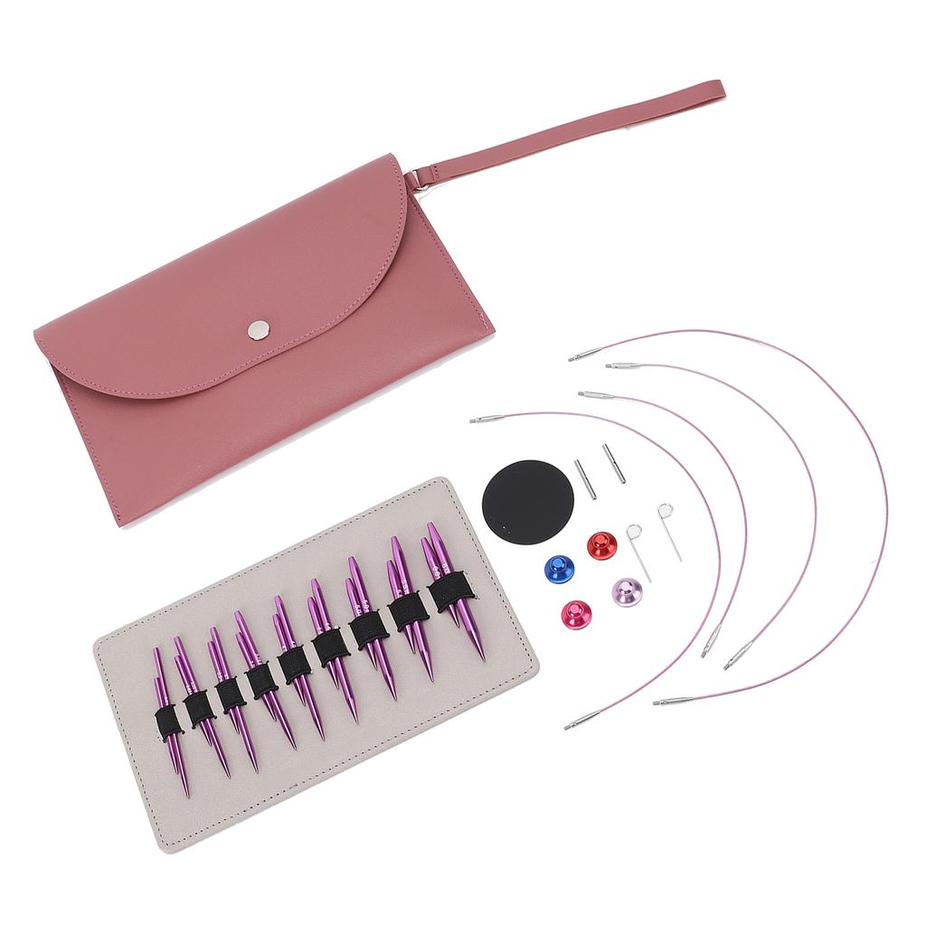 Circular Knitting Needle Set Detachable 3.0-6.0mm Purple Color Interchangeable Circular Needle Kit