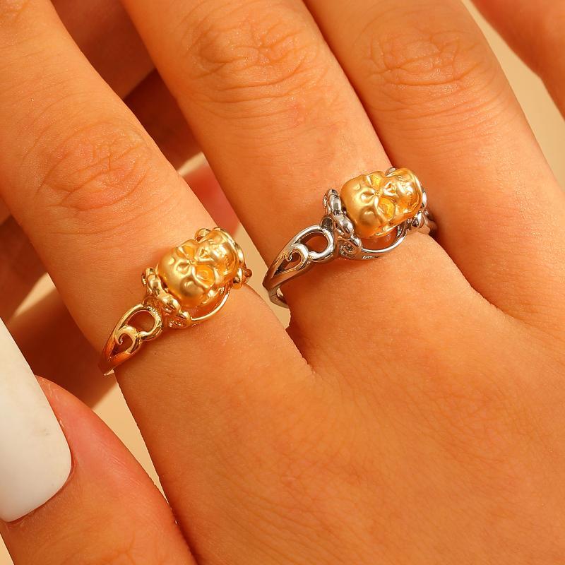 Gothic Dark Style Color Blocked Skull Ring For Men And Women Daily Charming Jewelry Gift