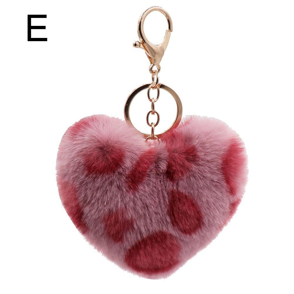 2Pcs Multicolor Plush Keychain Leopard Pattern Keyring Adorable Peach Heart Pendant Keychain  Key