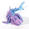 3D Printed Shark Model Solid Color Movable  Doll Multi-jointed Articulated Animal Figurine Desktop Decoration Decompression Toy
