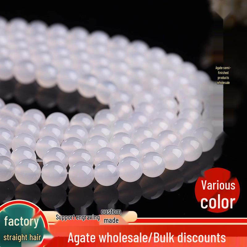 7A Transparent White Agate Round Beads for DIY Handmade Jewelry Bracelet Accessories