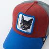1PC Mesh Trucker Hat, Breathable, Embroidered Lucky Cat Patch, Color Block Streetwear