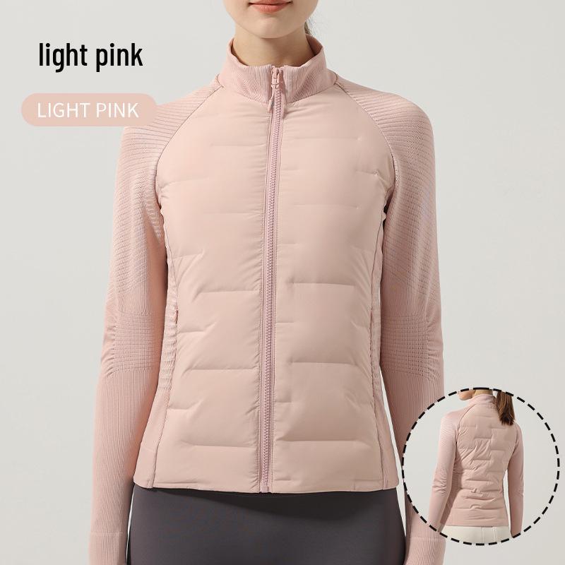 Leichte nahtlose Damen-Laufjacke aus weißer Gänsedaune