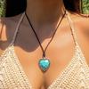 Turquoise Love Pendant Adjustable Drawstring Collar, Beach Bohemian Mermaid Necklace