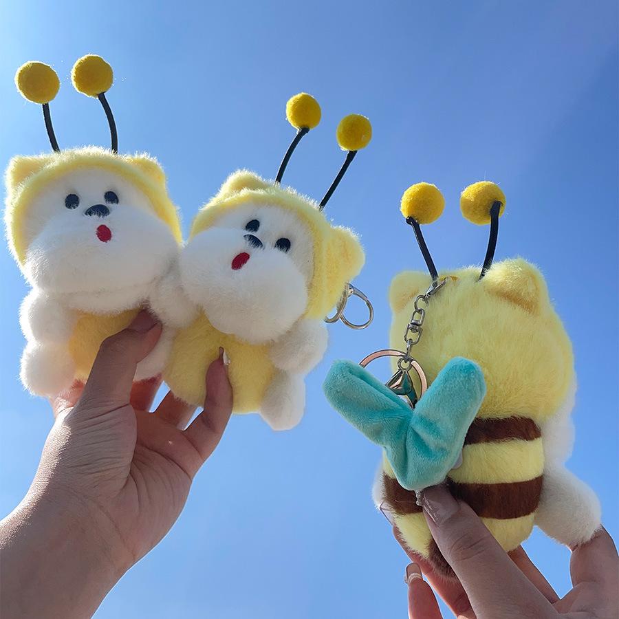 Pullable Unique Bumblebee Dog Plush Keychain Fun And Whimsical Gift For Friends