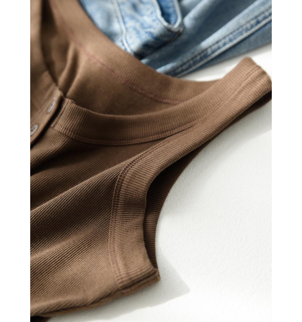 Women's Cover Side Breasts Anti-glare Inner Wear Outside Button Cotton Tank Top