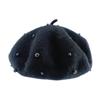 Berretto da bambino in materiale di lana moda con perle Cappellini da bambina retrò in tinta unita per 3-8 anni