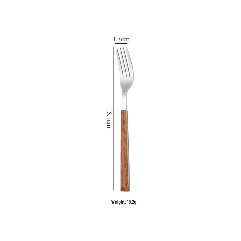 Korean Style 430 Stainless Steel Tableware Set with Imitation Wood Grain Handles: Includes Knife, Fork, Spoon, and Chopsticks