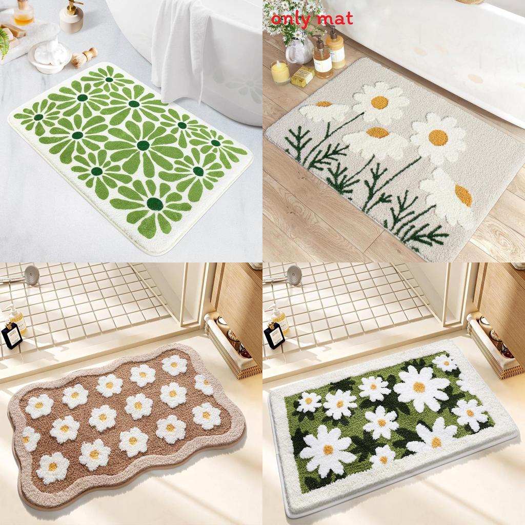 Sweet Flower Pattern Plush Absorbent Floor Mat Carpet For Home Use
