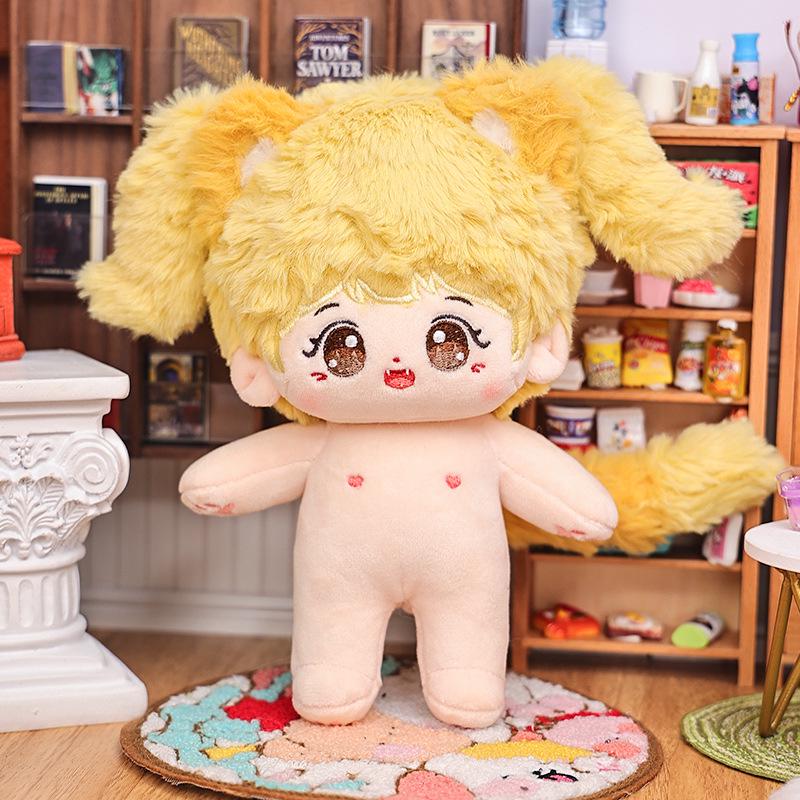 20cm Cotton Star Doll with Skeleton & Frizzy Hair - Nude Plush Doll