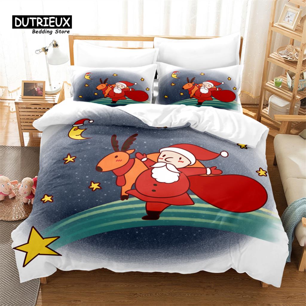 

Рождественский комплект постельного белья, Набор пододеяльников из 3 предметов, Мягкий, удобный, дышащий пододеяльник, Для декора спальни, гостевой комнаты EU single(135x200cm)