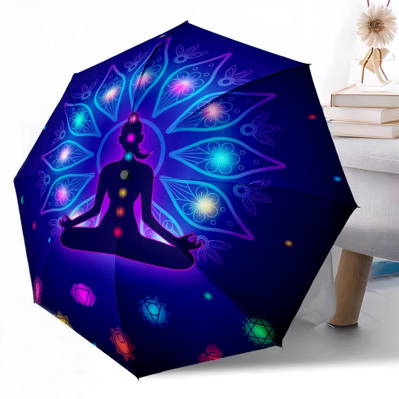 Meditate Automatic Umbrella Sturdy 8-Rib Shaft Compact Design for Outdoor Daily Use Vibrant Pattern Umbrella