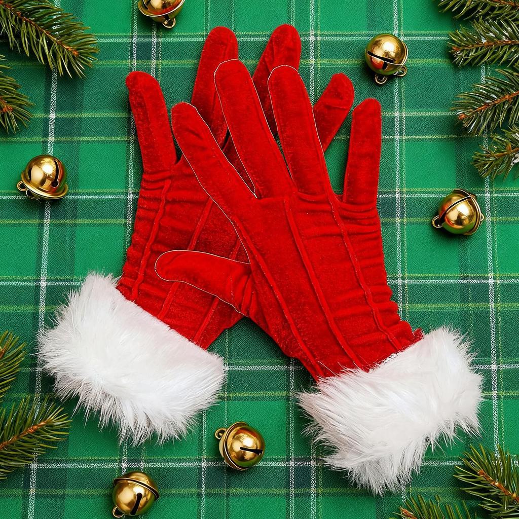Red Christmas Gloves Christmas Cosplay Accessories Santa Claus Costume Women Gloves For Party Holiday Festival New Year Event