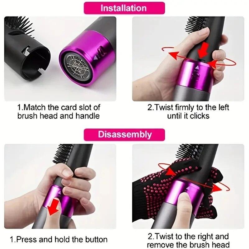 Homefish 5 in 1 Hair Dryer Brush Hot Air Brush & Volumizer Styler Set With Interchangeable Brush Head Negative Ionic Blow Dryer
