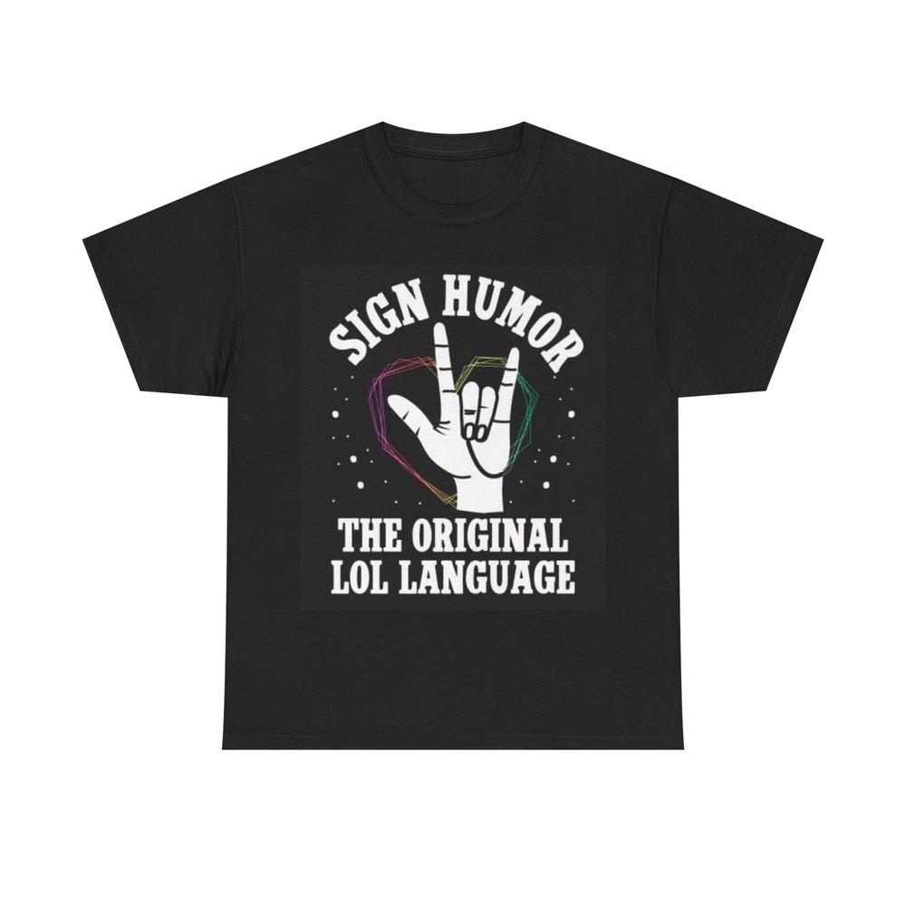 

Sign Language Funny Shirt Neon Heart Graphic Unisex Heavy Cotton Tee XL