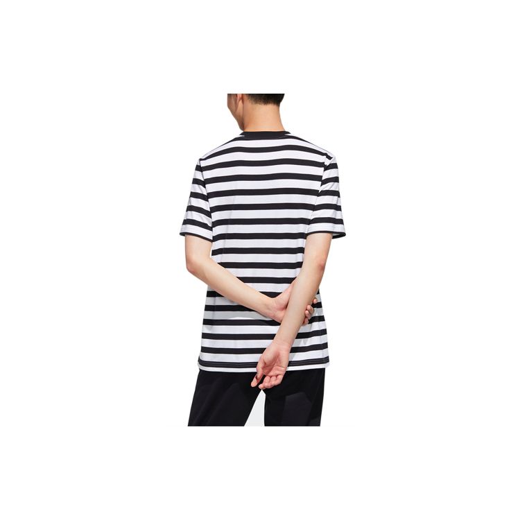Adidas Neo Striped Sports Pullover Straight T-Shirt Men Tops Black GJ8917