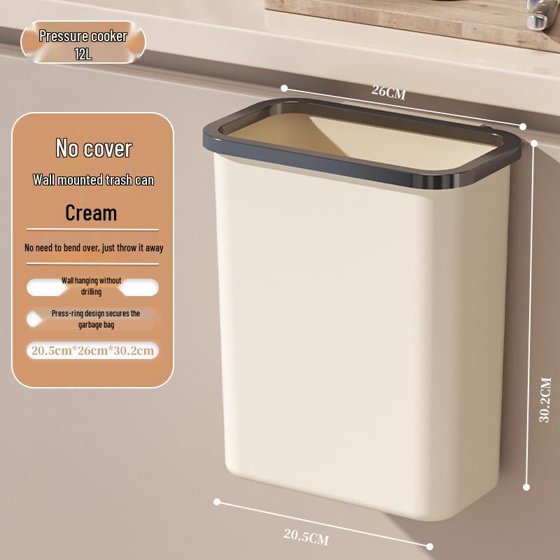 Large Wall-Mounted Kitchen & Bathroom Trash Bin with Sliding Lid