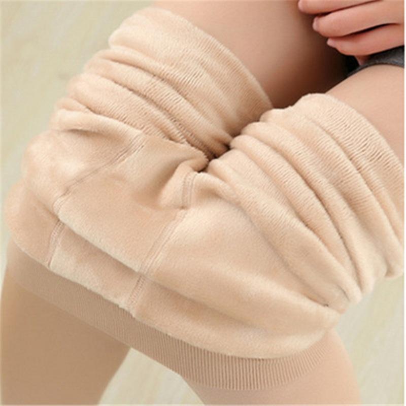 Women's Autumn And Winter Thick Fleece Leggings With Pearl Fleece Foot Insulation One Piece Pants