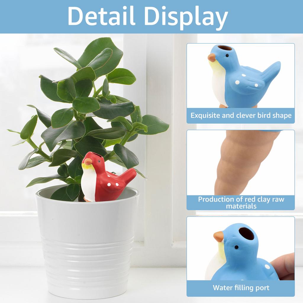 4Pcs Plant Self Watering Globes Bird Shaped Plant Watering Spikes Excellent Drainage Flower Pot Insert Garden Planter Decoration