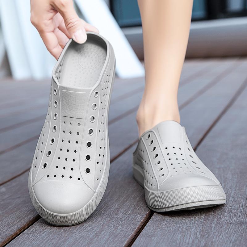 Summer Bamboo tune hole shoes for men and women casual breathable soft sole non-slip hollow wading cool slippers, outdoor