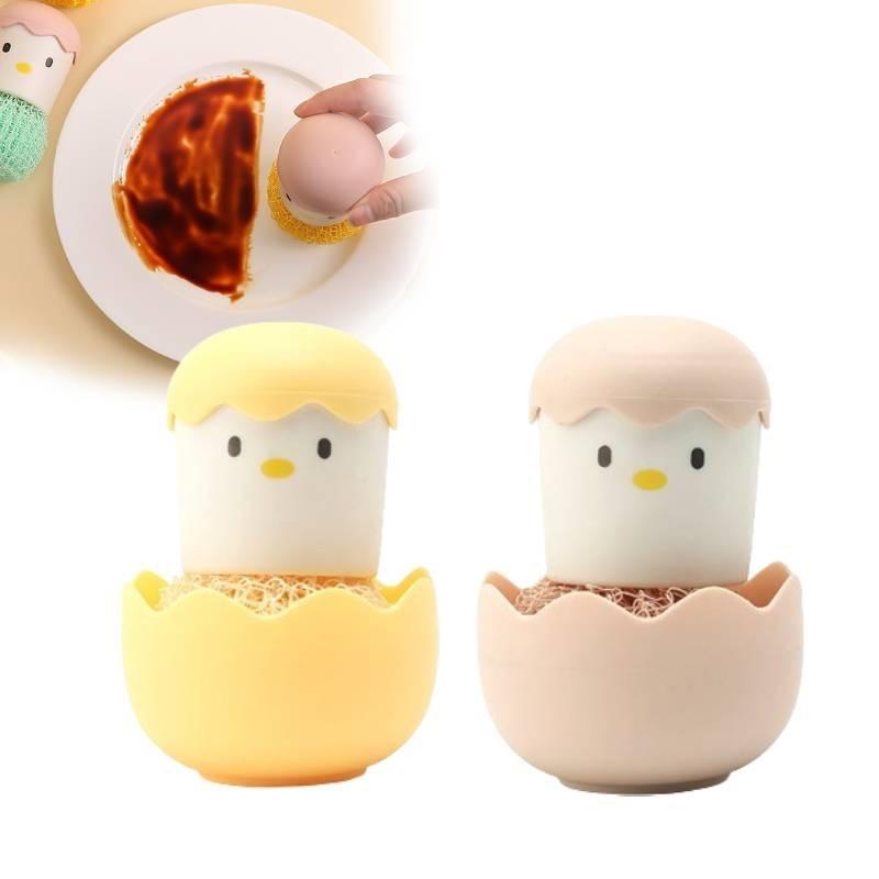 High-quality Nano Cleaning Brush With Handle For Pots And Dishes Cute And Detachable Eggshell Design