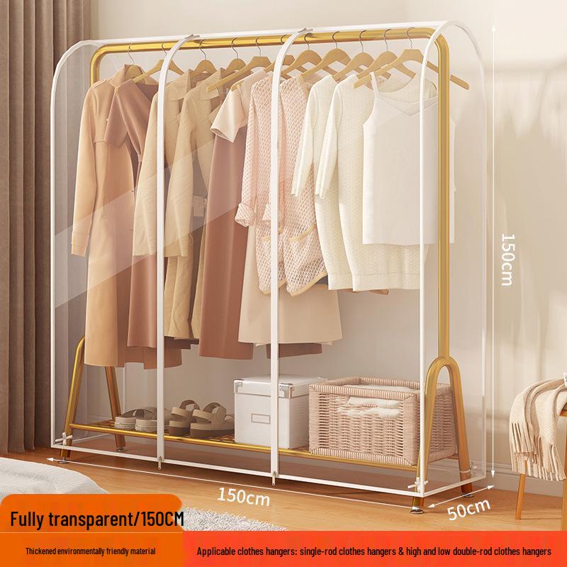 Floor-Standing Transparent Dustproof Coat Rack Cover - Waterproof & Fully Enclosed