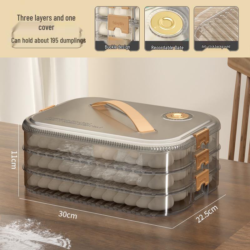 Multi-layer Transparent Dumpling Storage Box with Timer - Kitchen Food Grade Plastic