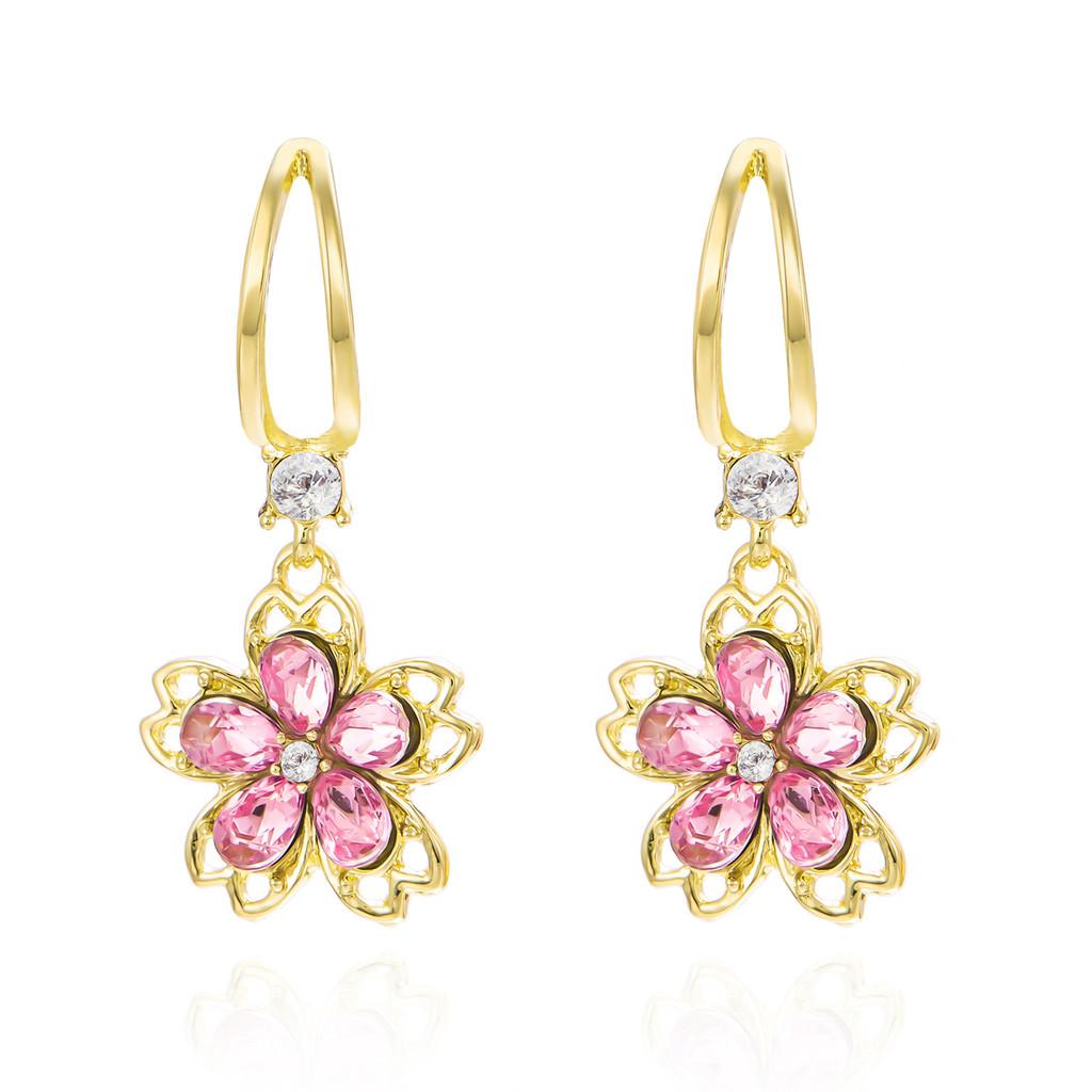 

Summer Lightweight Alloy Flower Earrings For Women Fashion рожевий
