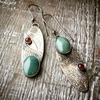 Vintage Asymmetrical Turquoise Inlaid Silver Earrings - Luxurious Ethnic Style for Women