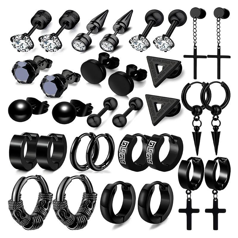 Luxury Stainless Steel Women's Stud Earrings: European & American Fashion Set