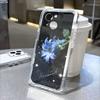 Blue Flower with Water Drops Phone Case for IPhone 14 15 16 17 13 12 11 Pro Max Plus 12 13 Mini TPU Protect Cover