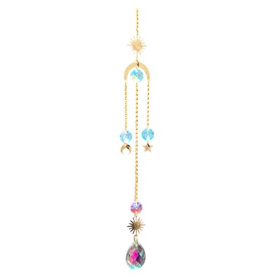 Pegador de Sol de Cristais Coloridos, Pegador de Sol Pendurado com Corrente, Ornamento de Sino de Vento com Bolas de Cristal para Janela Casa Jardim Dia de Natal Festa Casamento