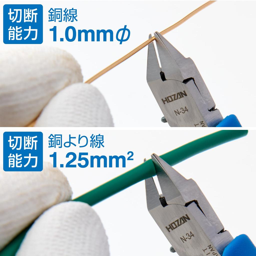 HOZAN Miniature for Cutting Thin Copper Wire Blade Coil Spring Nippers, (Thin Finish), Attached, N-34