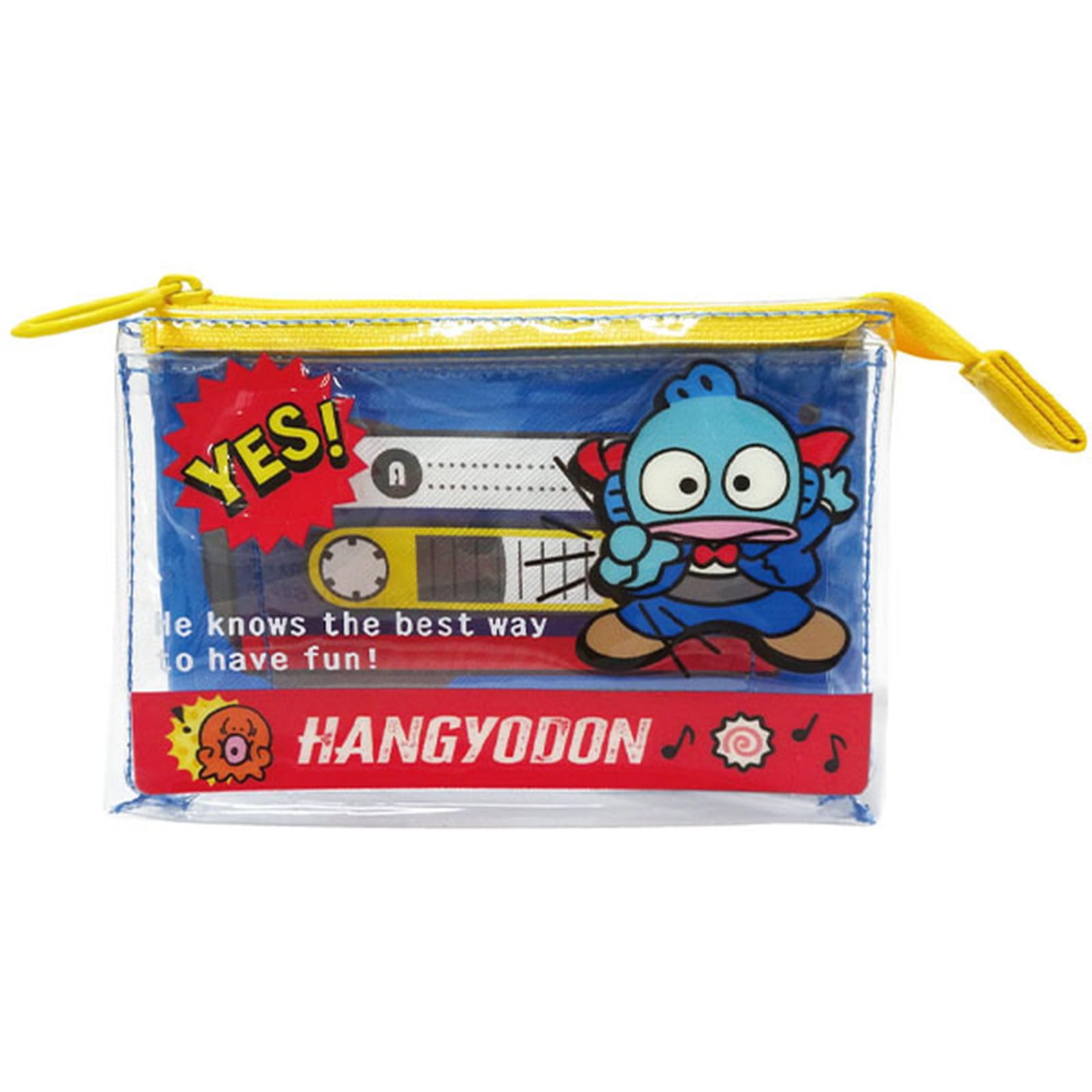 K Company Sanrio Characters Clear Pouch Hangyodon (Vintage Retro) Cassette-Style SAV-CK-HG