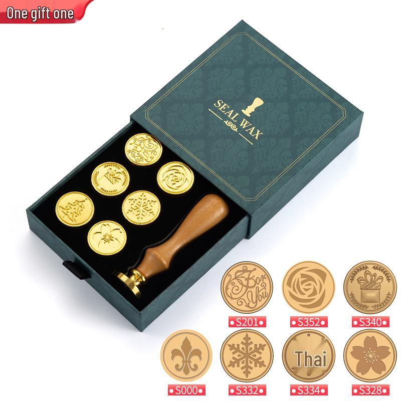 Creative Retro Wax Sealing Stamp Set - Includes Stamp, Wax Granules, and Fire Paint for Envelopes & Gifts.
