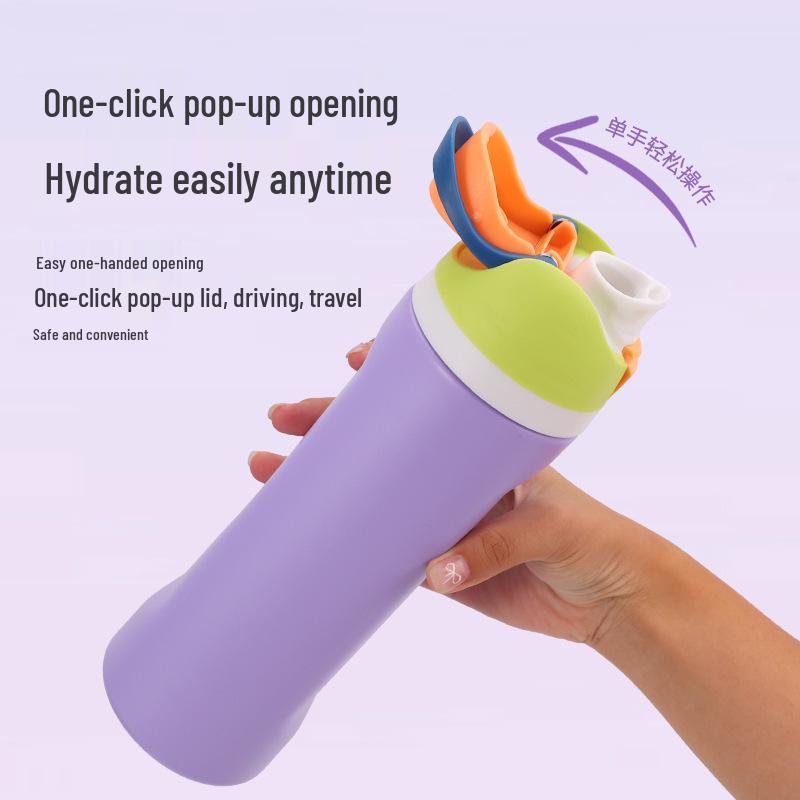 Venkovní kelímek na dva nápoje z nerezové oceli 304 s izolací a brčkem - Makronkové barvy, Velký objem