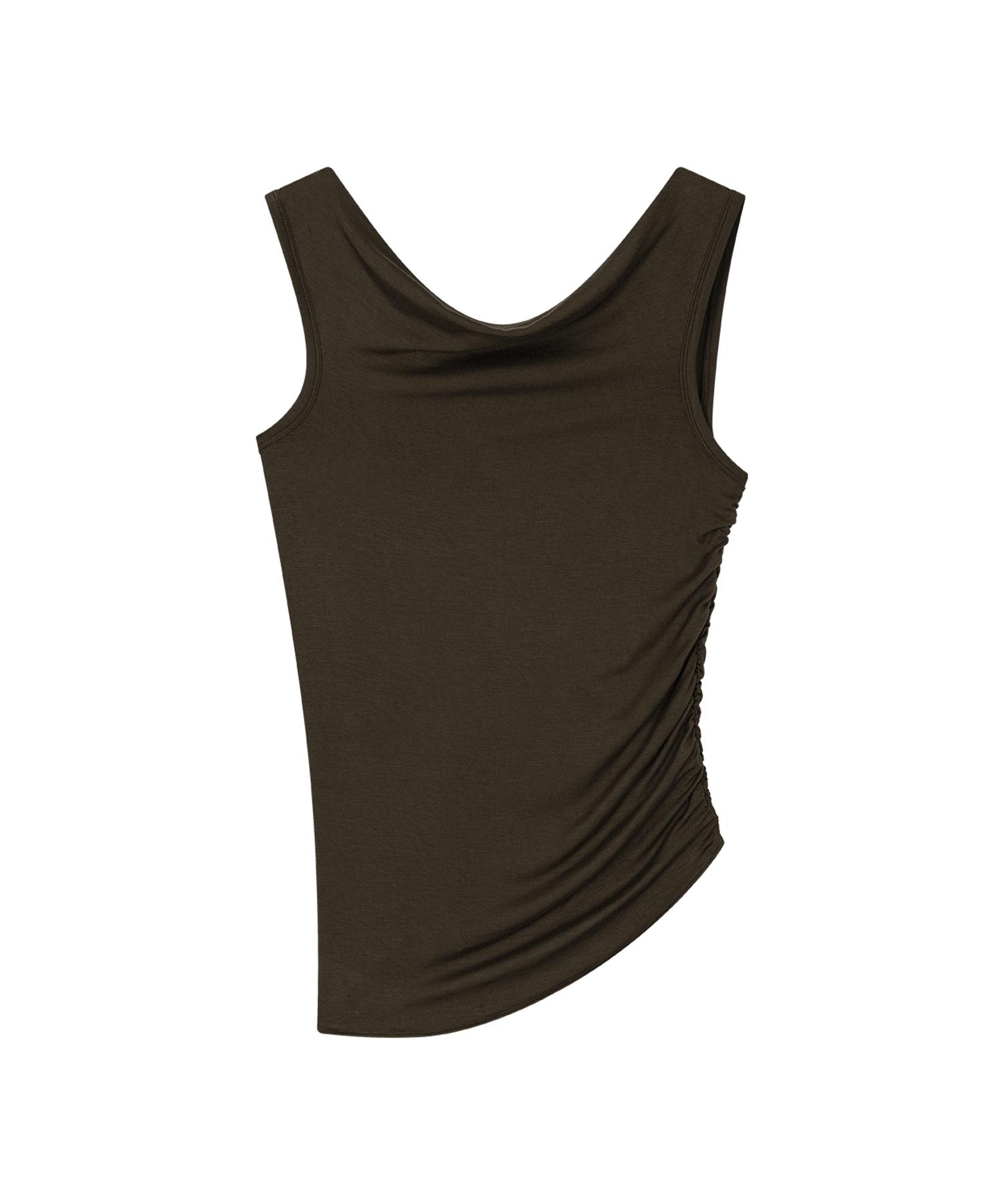 The Porta Unbalanced Back Twisted Sleeveless Top, Brown Brown/Free