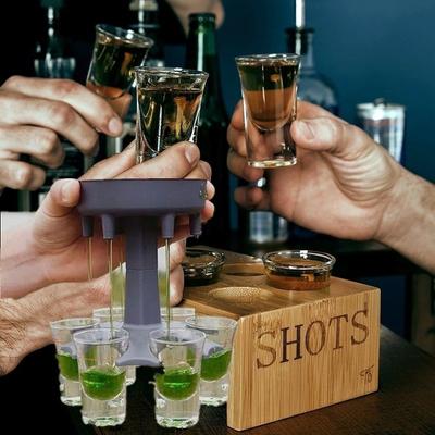 1 Pz Erogatore di Liquore 6 Bicchierini da Shot Vino Whisky Birra Erogatore Supporto Strumenti per Giochi da Bere per Natale Festa in Casa Bar
