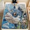 Marine Animals  Print Flannel Blanket, High Quality Comfortable for All Seasons, Home Decor, Warmth and Comfort