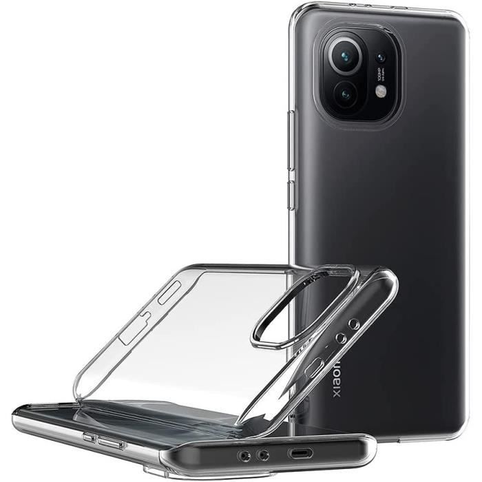 Coque pour Xiaomi Mi 11 Silicone Transparent + 2 Verres Trempés Protection d'écran