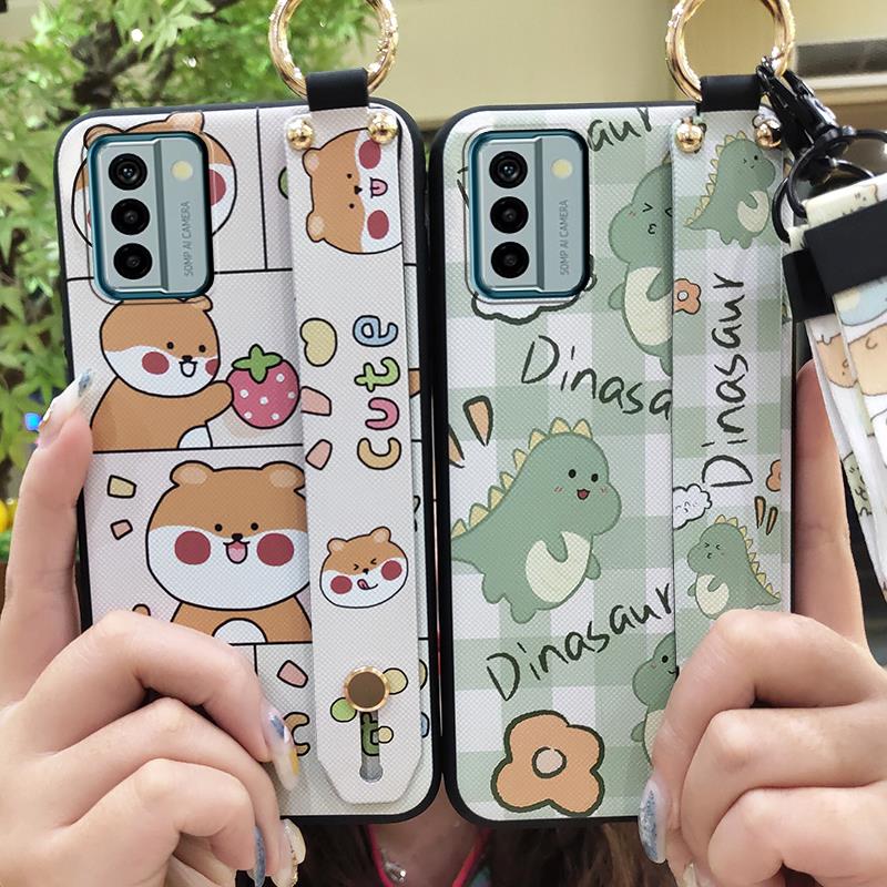 Cartoon Protective Phone Case For Nokia G22 Fashion Design Lanyard Shockproof Phone Holder Back Cover Anti-dust Ring