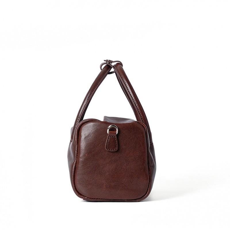 Genuine Leather Women's Bag Cross-border Cross-body New Top-layer Crystal Vegetable Tanned Tire Cowhide Portable Same Retro Boston