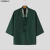 INCERUN Übergroße Herren Reverskragen 3/4 Ärmel Print Retro Knoten Lässig Locker Strickjacke Hemden Oberteile