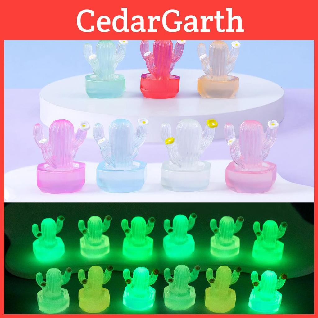 Cute Night Light Cactus Resin Plant Decoration For Desk Or Car In 7 Colors