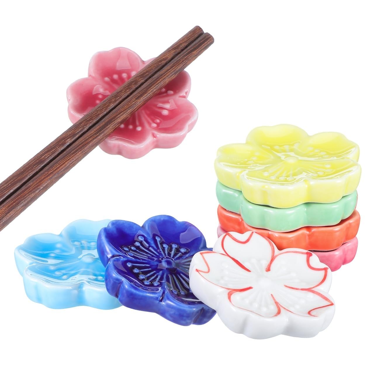 

HOLIDYOYO Chopstick Cherry Blossom Set of Stylish and Chopstick Cutlery Japanese Table Gift Rests, Design, 7, Ceramic, Cute, Pillow, Rest, Tableware,