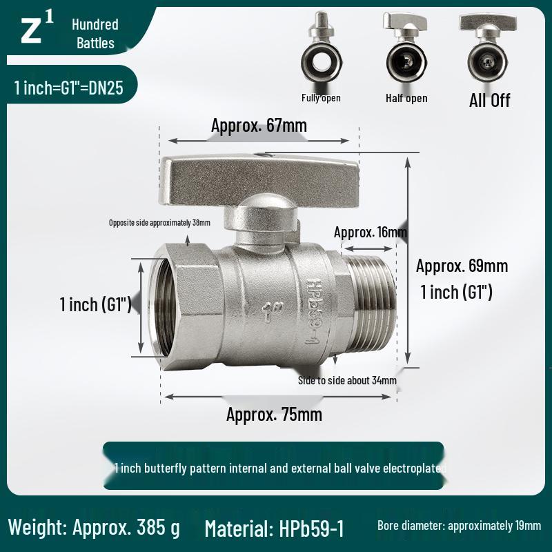 Adjustable Copper Ball Valve for Water Pipes, 2 to 6-Minute Flow Control, 4-Point Threaded Tap