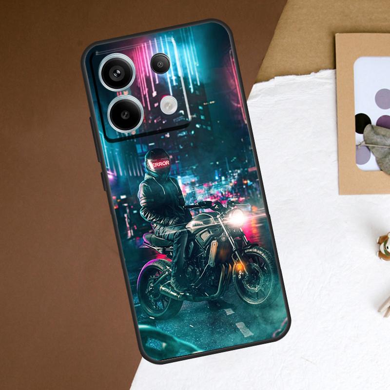 Neon Motorcycle Biker Phone Case For Redmi Note 12 13 Pro Plus 9 10 11 Pro 9S 10S 11S 12S Redmi 10C 12C 13C Cover