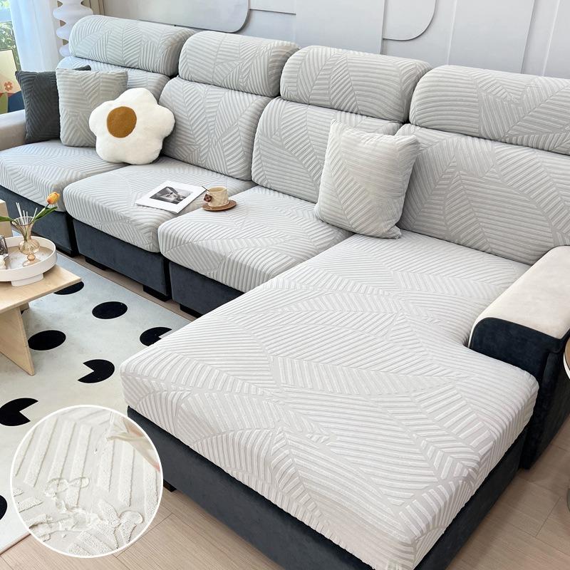 New Waterproof Fabric Sofa Cover Jacquard Solid Sofa Cushion Seat Case Stretch L-Shaped Cover Living Room Furniture Protector
