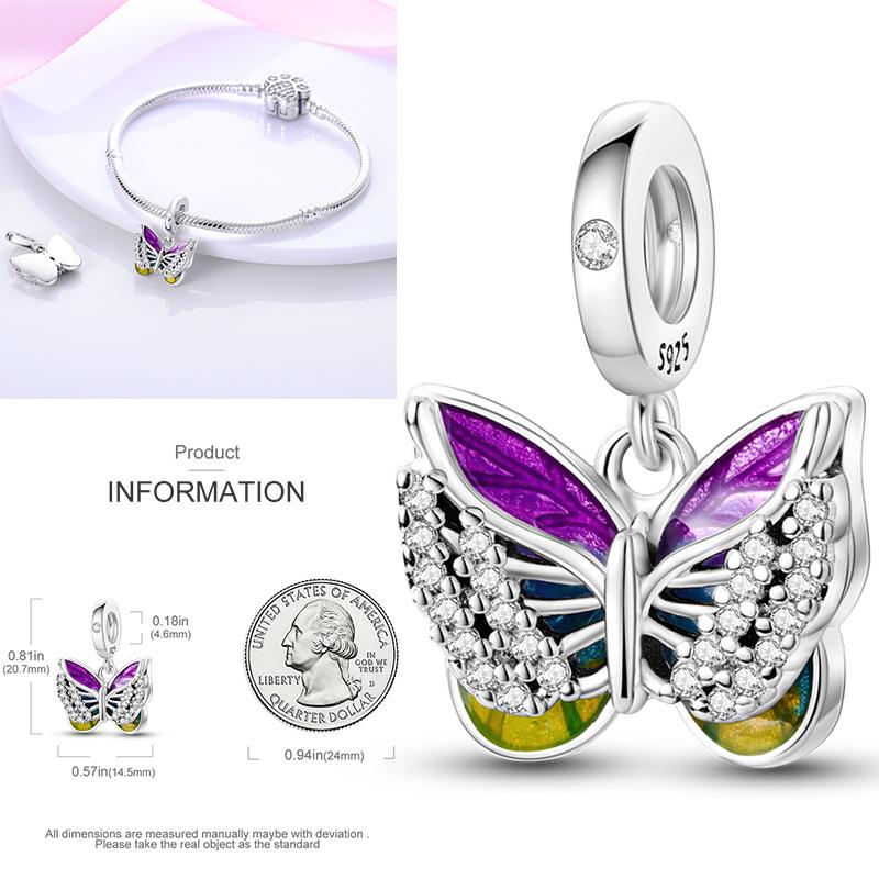 Copper Dragonfly Butterfly Pendant Charms Bead Fit Original Bracelet Bangle Women Jewelry Girl Making Beads